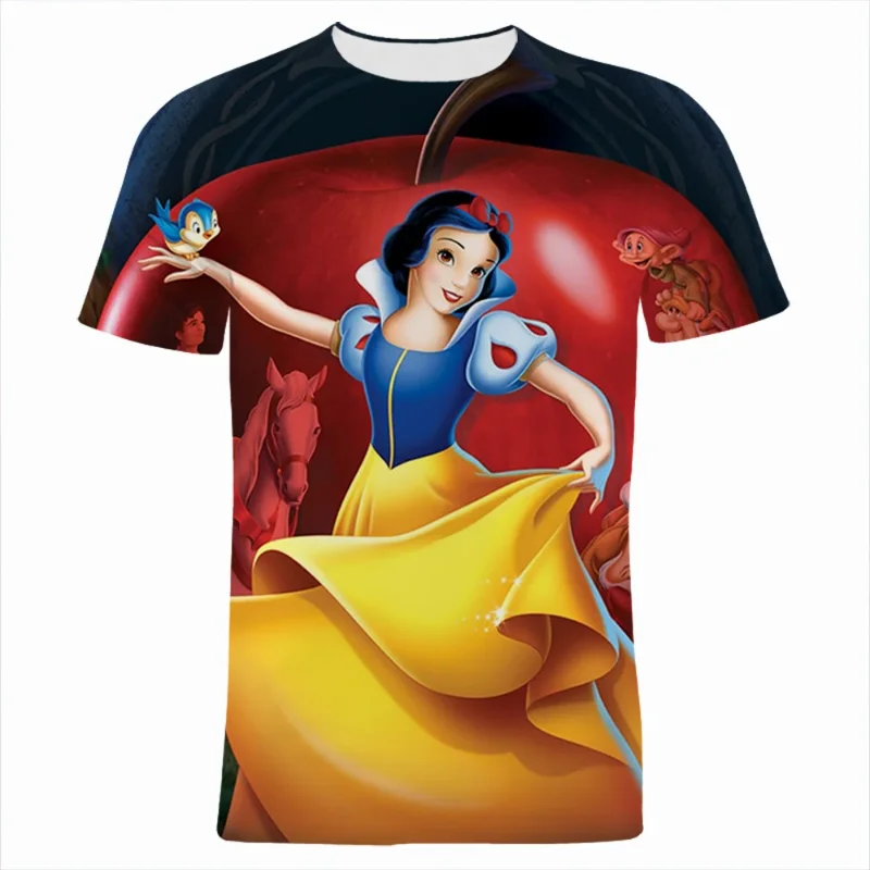 Snow White Boys Girls T-shirt Disney Men's T-shirt 3D Printing New Short Sleeve Seven Dwarfs Men's T-shirt MINISO Men's Clothing