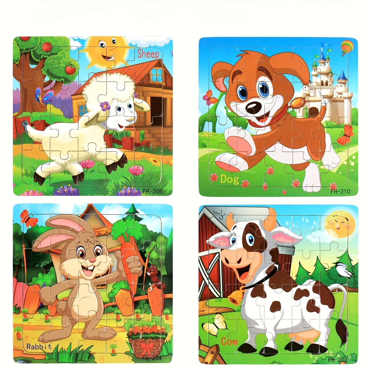 12 مجموعة من الألغاز الخشبية لنقل الحيوانات أرنب الفيل الأسد النمر الجزرة تعلم رياض الأطفال ألعاب تعليمية هدية #6