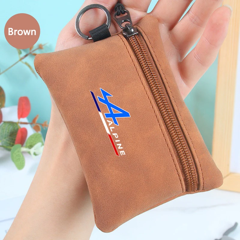 

New Suede Motorcycle Emblem Key Bag Wallet Keychain Card Pouch For Alpine For Kadjar Twingo Megane Scenic Accessories Keyring