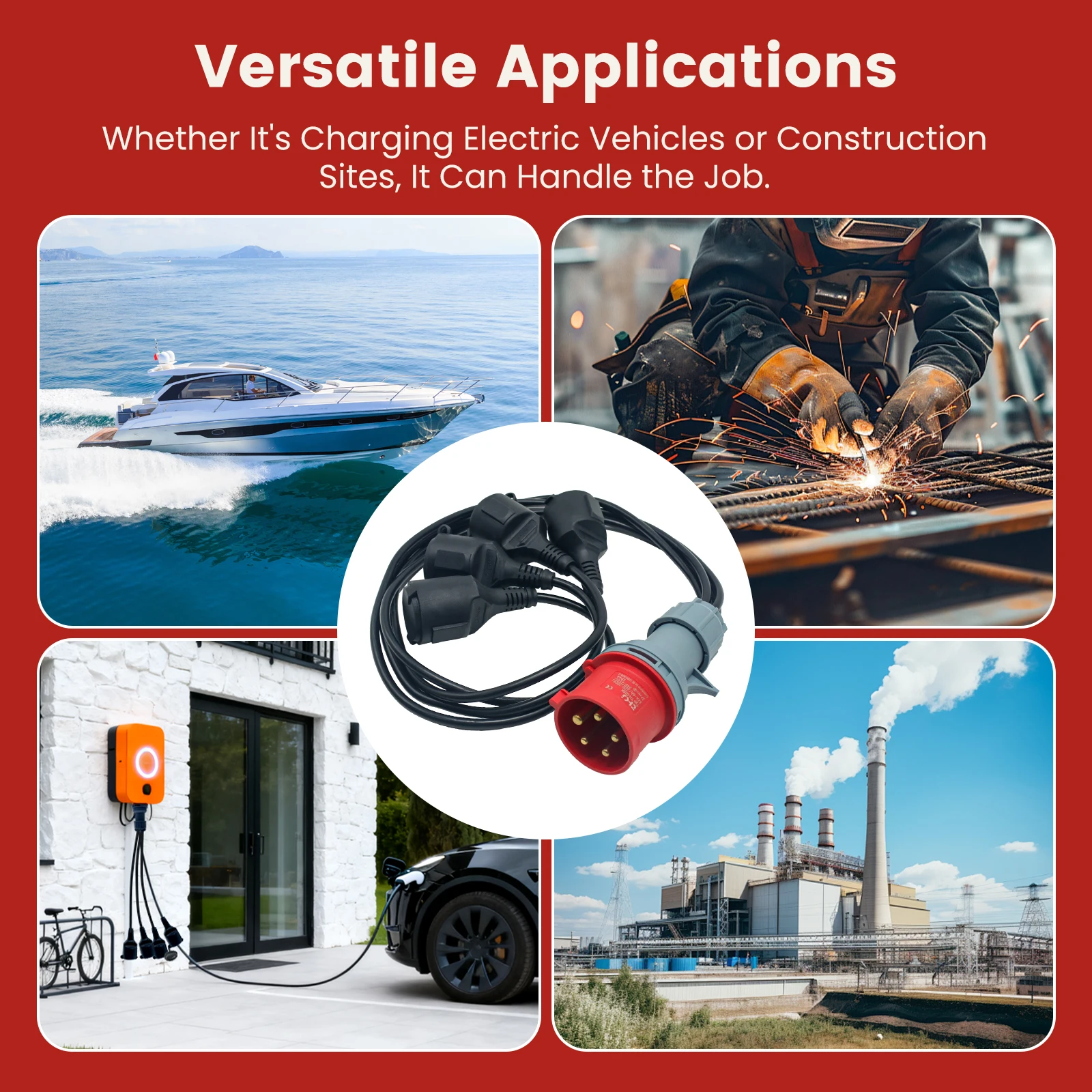 4IN1 400 فولت 16A CEE محول عالية الحالي الفاصل إلى 230 فولت الفاصل تمديد كابل اقتران للسيارات الكهربائية المنازل ديكور