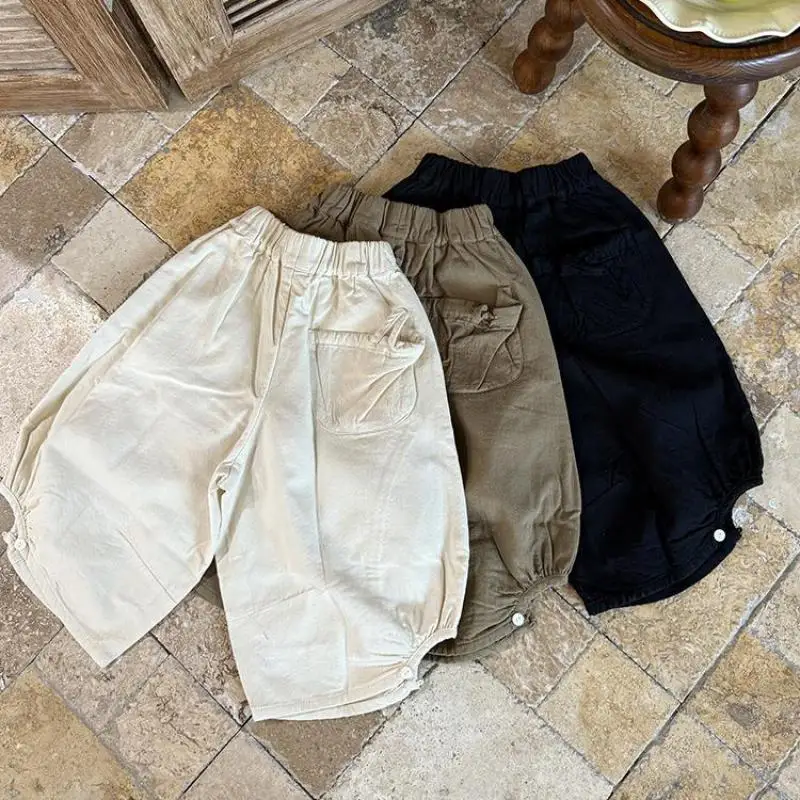 

2025 Autumn New Children Trousers Solid Girls Harem Pants Cotton Boys Casual Pants Baby Loose Trouser Kids Clothes