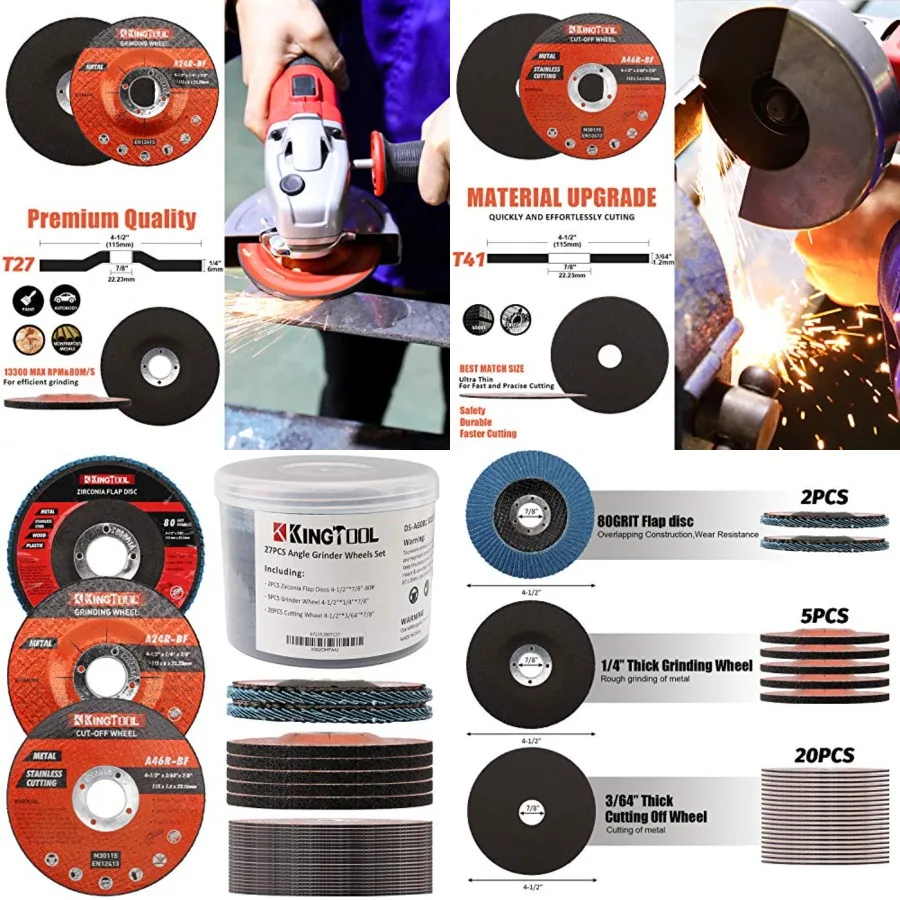 

27pcs Angle Grinder Wheel Set, Grinder Disc Set Includes 20pcs Cutting Wheel, 5pcs Grinding Wheel, 2pcs Flap Discs with 4-1/2"