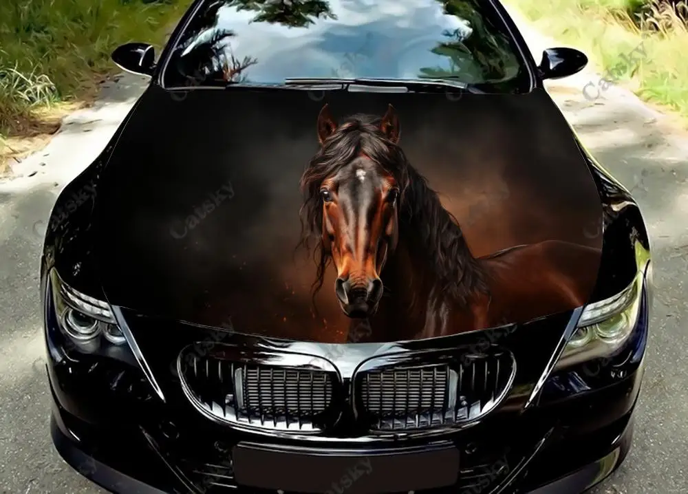 

Black Horse Car hood decal vinyl sticker graphic wrap decal graphics painting self adhesive for most vehicles custom