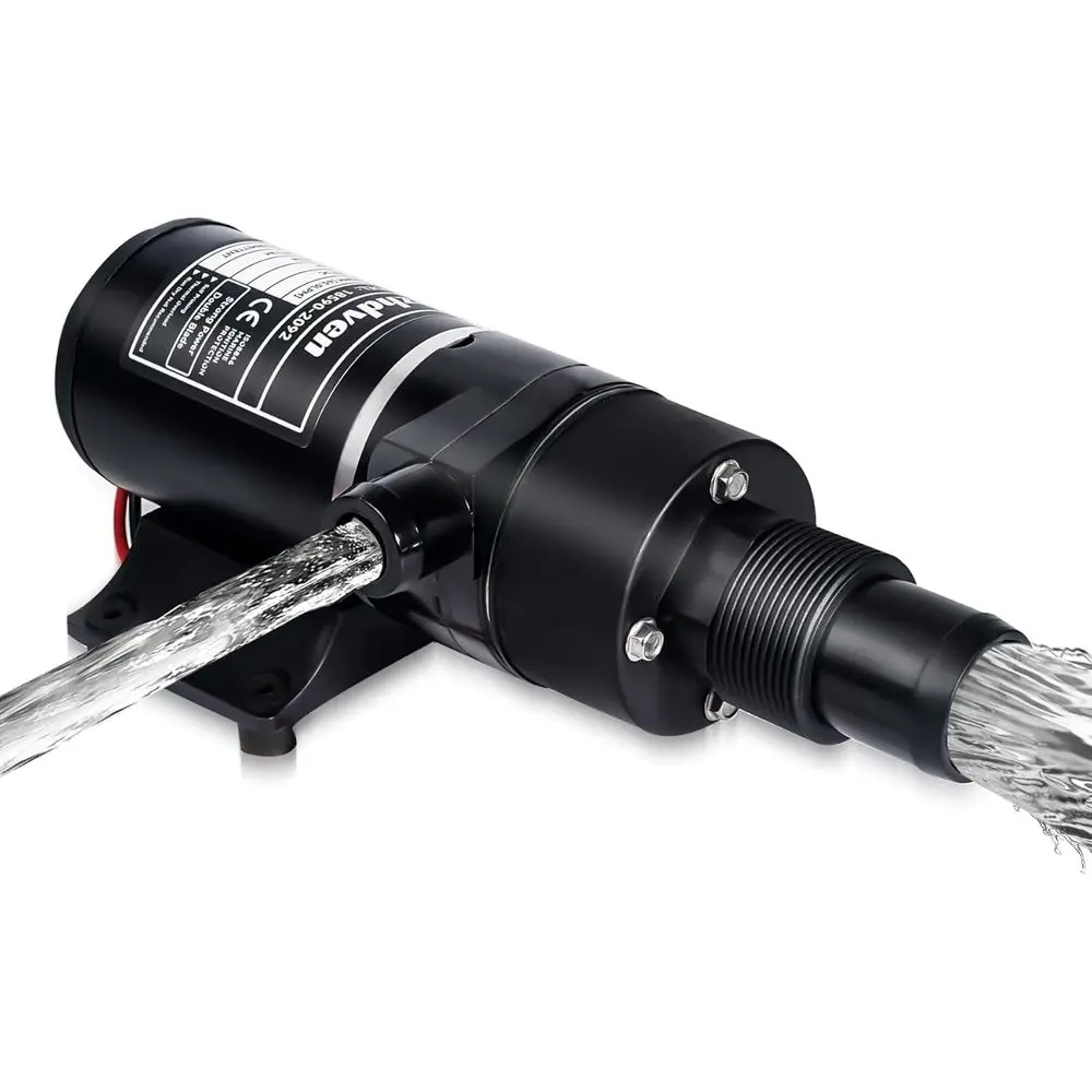 

12V Macerator Pump for Jabsco 18590-2092 Replacement, 12GPM Self-Priming RV Waste Pump with Run Dry Protection, Marine Boat Toil