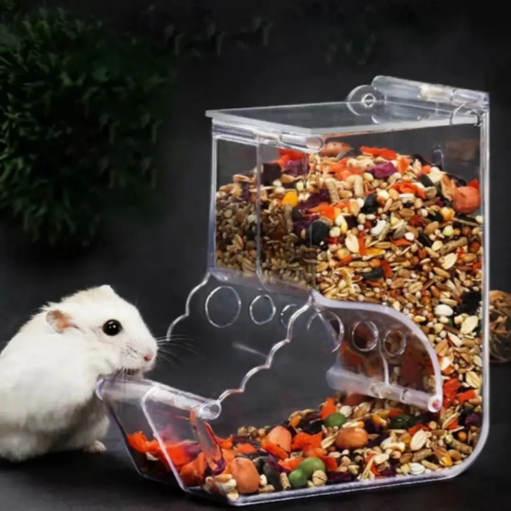 

Plastic Clear Rabbit Food Container Refillable Anti Overturning Hamster Automatic Feeder Transparent Rabbit Food Dispenser