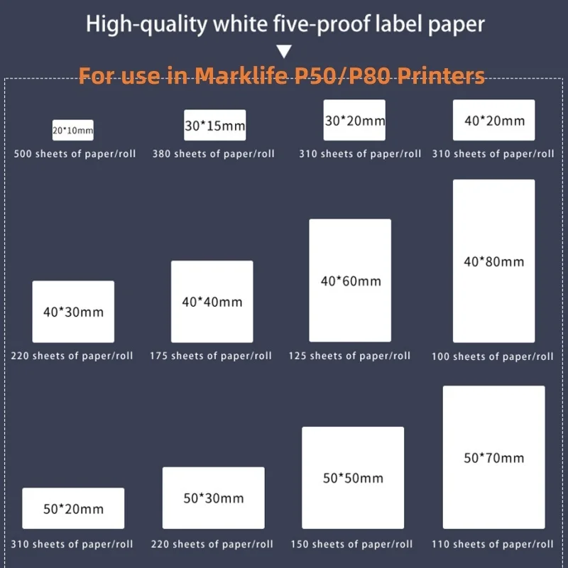 Papel de etiquetas de alambre de cable P50 premium para usar en impresoras P50 Ampliamente utilizado para diversos escenarios Resistente al desgaste Útil en la vida diaria