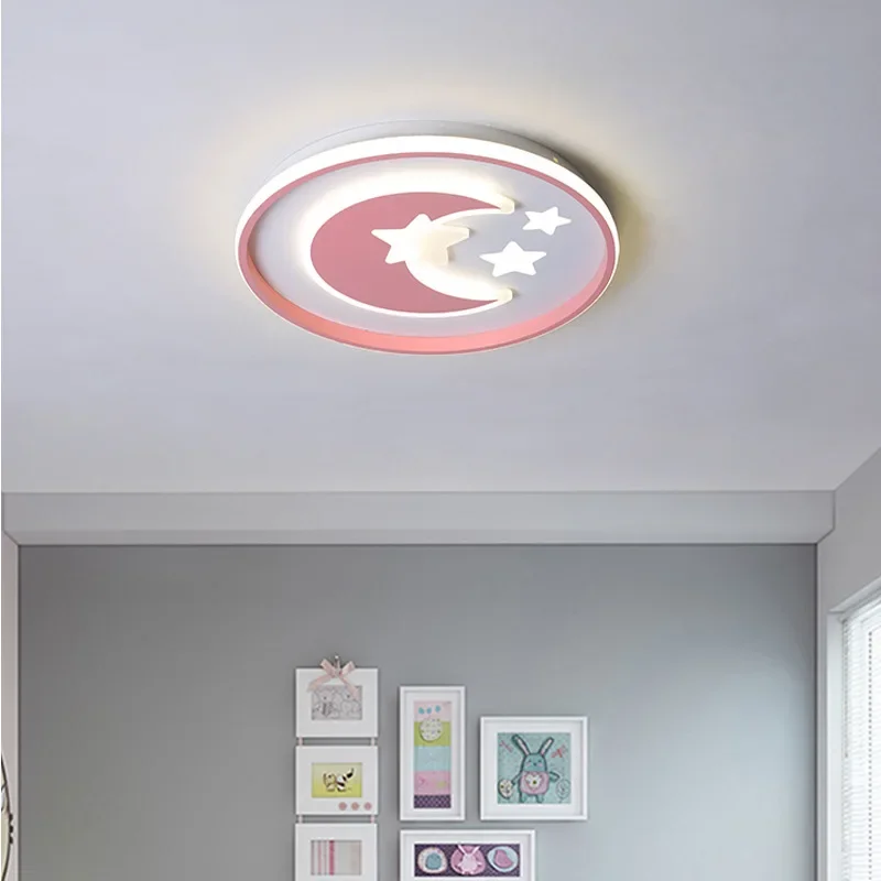 

Modern Led Ceiling Light Living Children's Room Bedroom Study Home Lamp Kitchen Pink Blue Surface Mount Creative Decor