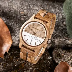 BOBO BIRD Wooden Quartz Watch Vintage Man Watch With Calendar Original Luxury Brands Men's Wooden Wristwatch 2024 New Arrival