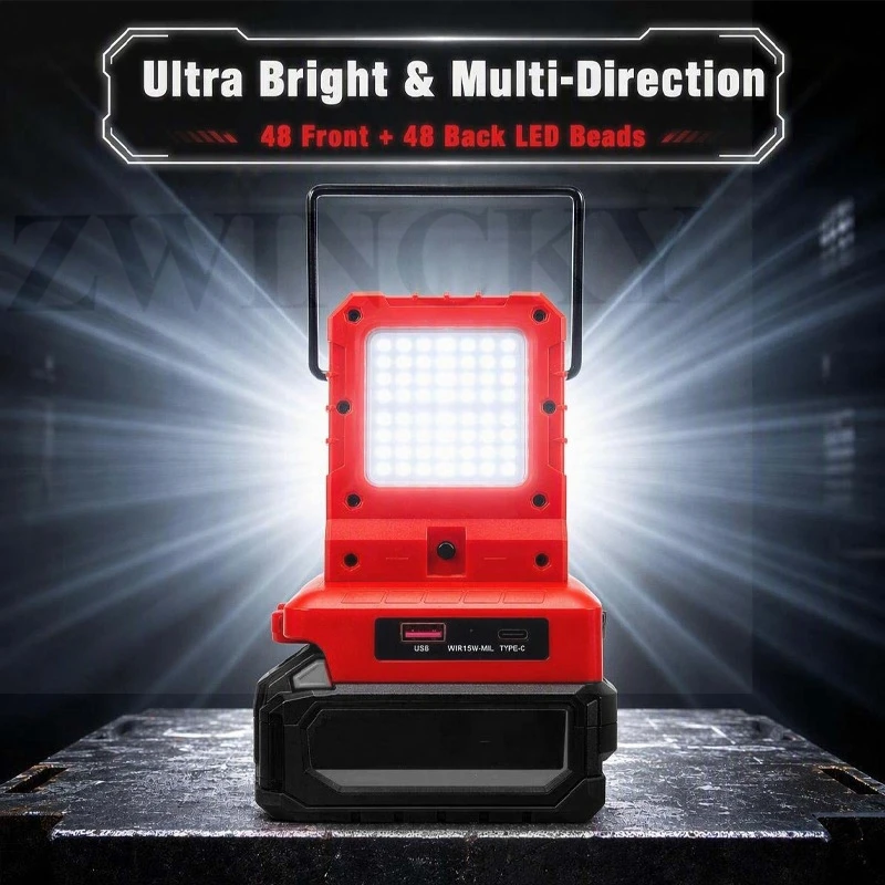 LED Light For Milwaukee 18V Battery M-18 Portable Spotlight Cordless Outdoor Work Fishing Handheld Emergency Tool Light
