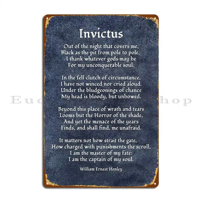 Invictus Metal Plaque Poster Cinema Printing Party Retro Cinema Tin Sign Poster