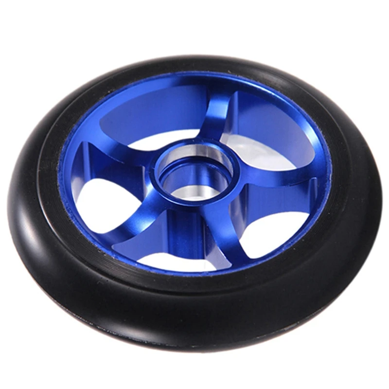 2Pcs 100Mm Scooter Replacement Wheels With Bearings Aluminum Wear-Resistant PU Scooter Parts Scooter Accessories