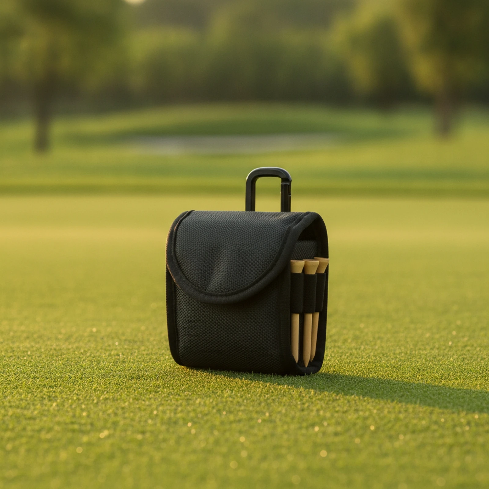 Compact Golf Accessory Bag with Hanging Buckle Reinforced Edging Golf Ball Pouch with Belt Loop Hands-Complimentary