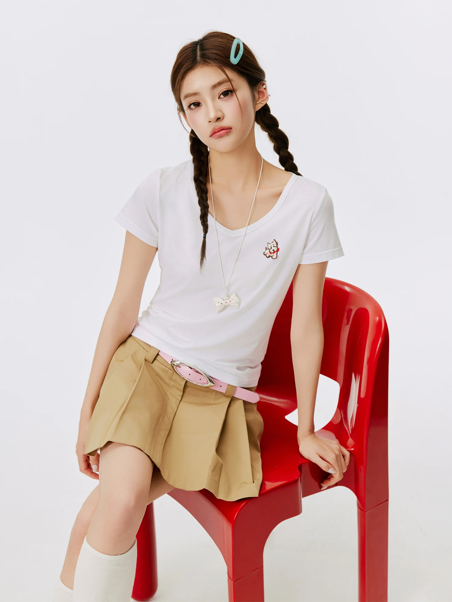 

Burgenland Modal Short Sleeve V-Neck T-Shirt Women's Casual Comfortable Summer Top Korean Style Loose Fit Cotton Blend