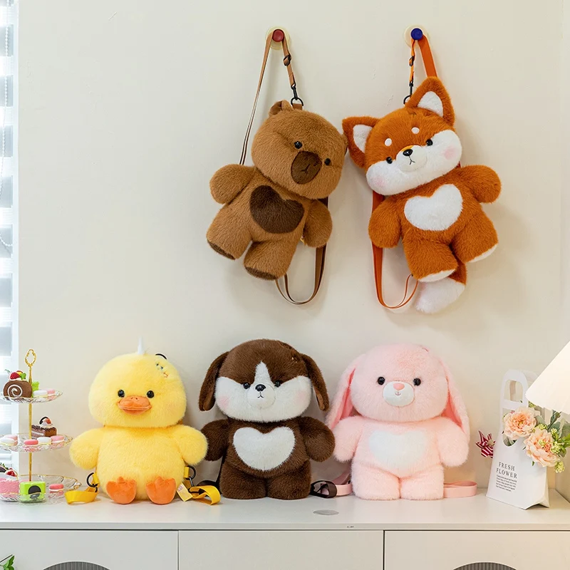 40 سنتيمتر لطيف جرو كابيبارا ظهره لينة محشوة الحيوانات الأرنب حقيبة قابل للتعديل حزام الكتف للفتيات الاطفال هدايا عيد الميلاد ديكور المنزل #1