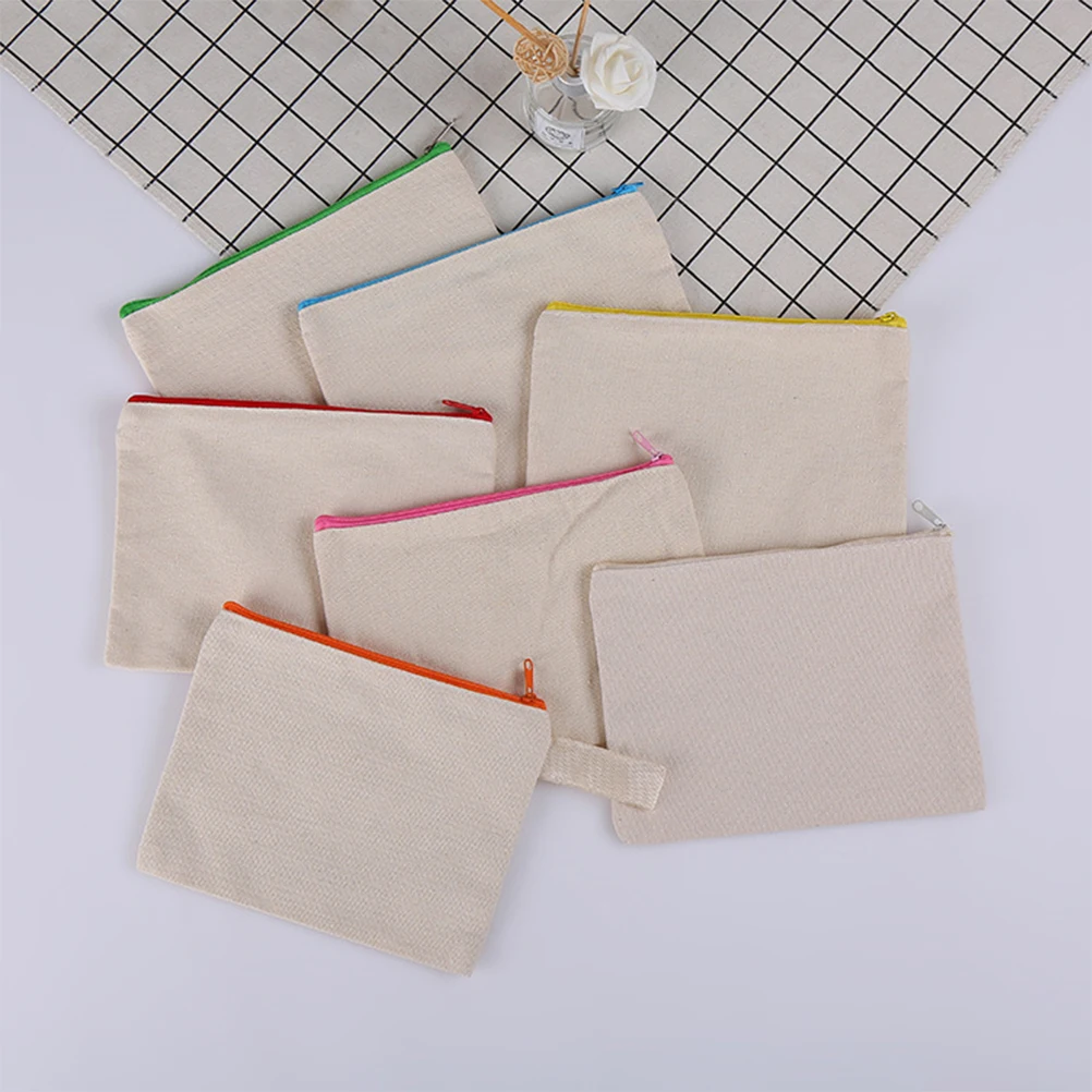 

10pcs Canvas Bags Bulk Zipper Pencil Case Large Capacity Pouch Multifunction Premium Material Durable Washable Storage Bag