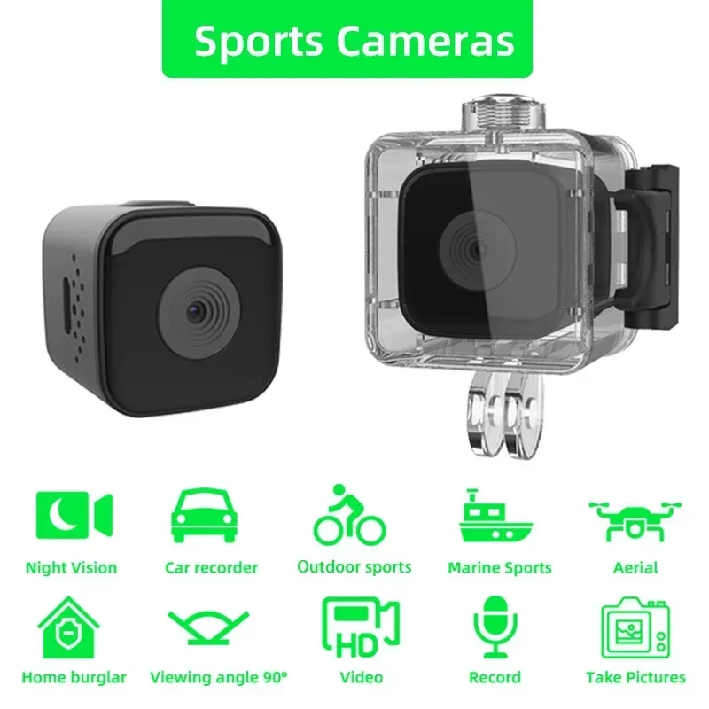 SQ28 Mini cámara al aire libre HD 1080p cámara deportiva cámara de acción de buceo impermeable vehículo montado grabadora de conducción compatible con 256G