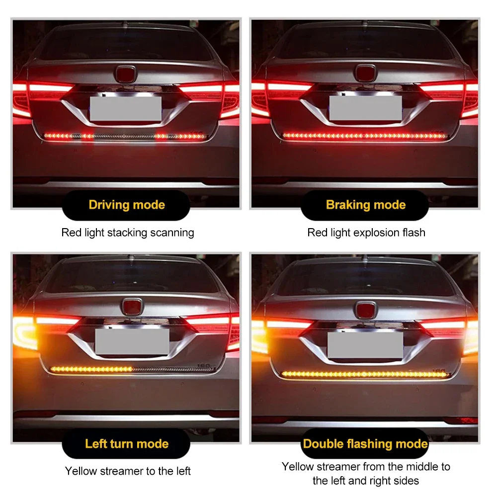 Car Strip Turn Signal Lamp Flowing Dynamic Warning Brake Reverse Tail Light Truck LED Tailgate Light Arrow LED Strip 12V 24V