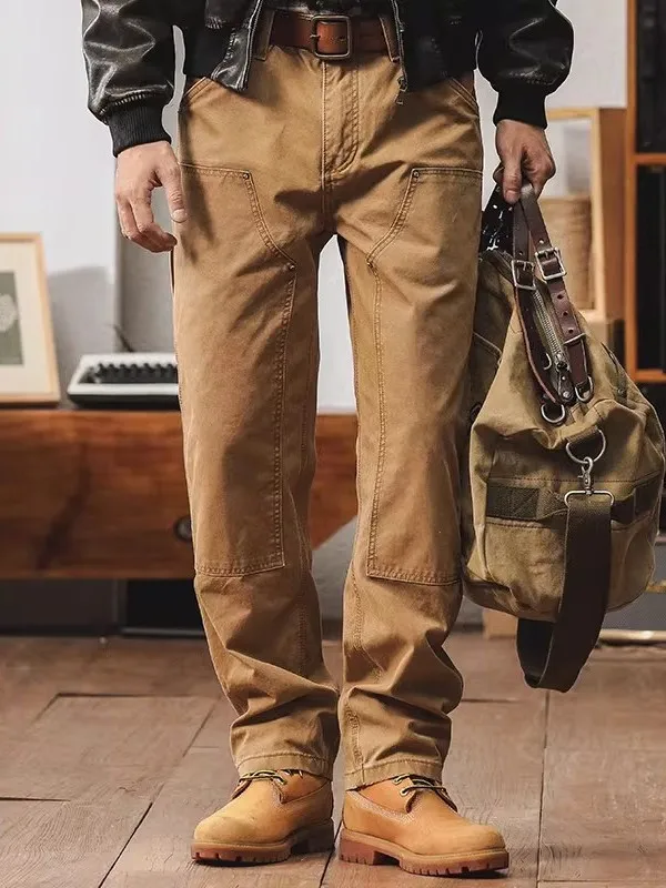 

Мужские джинсы свободного кроя с прямыми штанинами, рабочие брюки, прочные повседневные брюки, классические американские ретро-брюки для лесорубов, молодежные летние