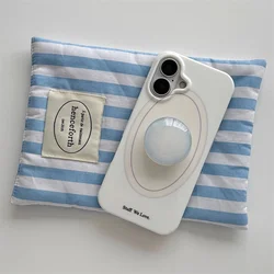 A niche art line phone case with a blurred blue phone holder for iPhone 11 12 13 14 15 16 pro max