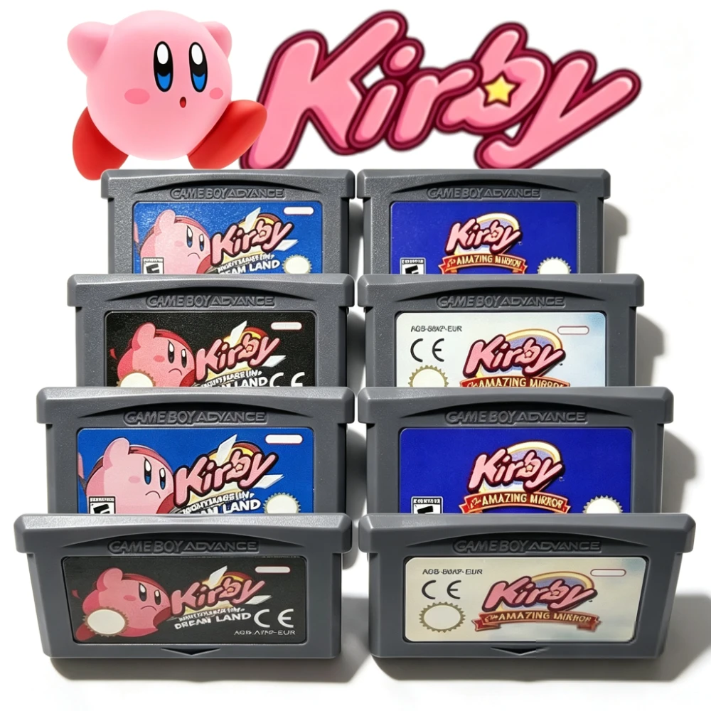 4 styles de cartes de jeu Kirby 32 bits pour GBA, cartouche de jeu vidéo, carte de console, collection de jeux classiques Amazing Mirror Dream Land