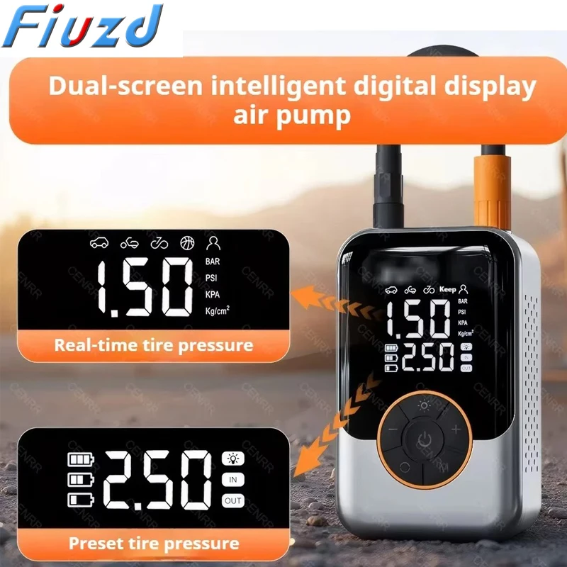 Portable Air Pump Wireless Car Tire Inflator Electric Air Compressor LCD Display Air Injector for Bike Car Motorcycle Tyre Ball