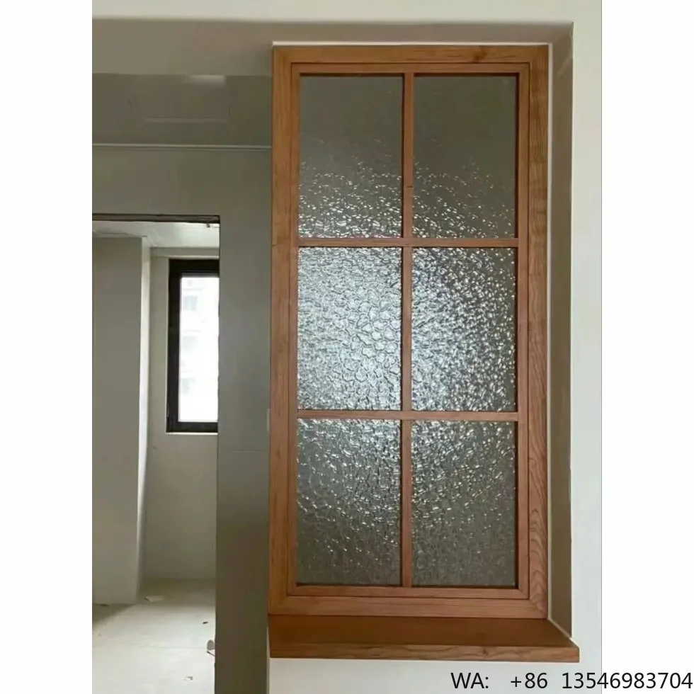 

French-style Wooden Window, Heat-insulating Wooden Frame, Horizontally Opening for Dining