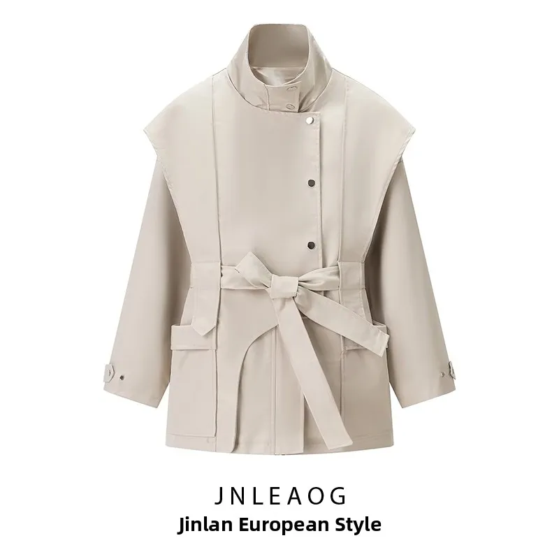 

Модное однотонное пальто с поясом JNLEAOG, женское, осеннее, новое, с длинными рукавами, в деловом стиле, с отложным воротником, для повседневной носки, из полиэфирного волокна