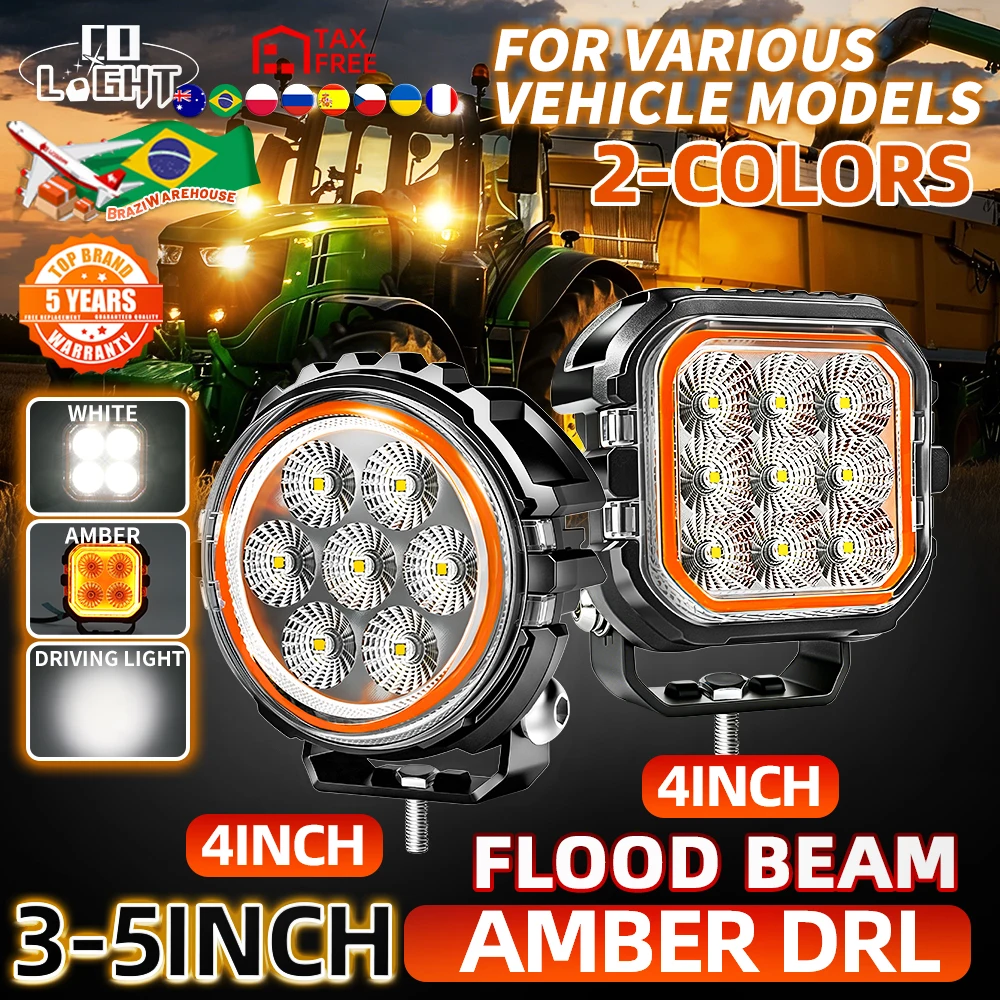 

CO LIGHT 4inch off-road use Hi/Lo Beam LED Work Lights 90000LM Amber DRL Led Cube Driving Lights for Trucks Jeep Pickup SUV ATV