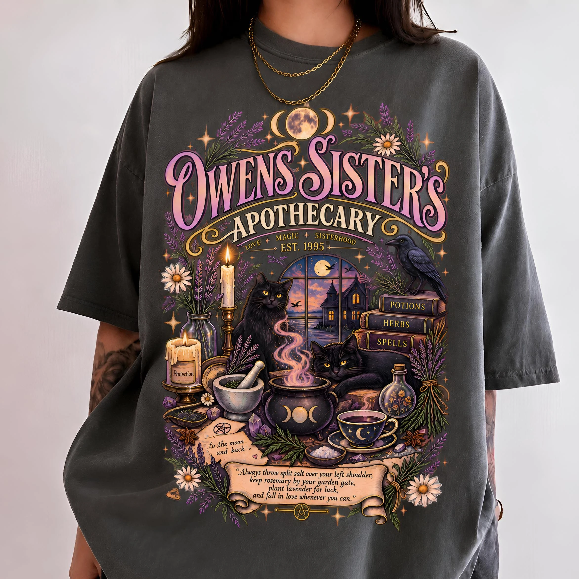 Praktisches Magic-Shirt Owens Sisters Apotheker-T-Shirt Hexen-Halloween-T-Shirt für die gruselige Jahreszeit, kurzärmeliges Damen-T-Shirt für Unisex – Detail 6