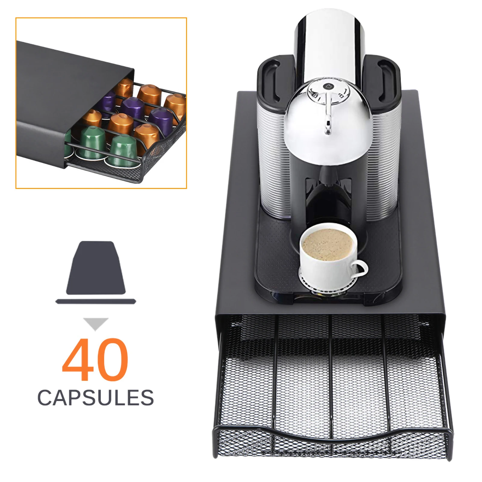 Drawer Type Coffee Shelves 40 Pods Storage Stand Rack Coffee Capsules Holder For Nespresso Organizer