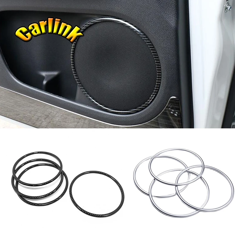 

For Honda HRV HR-V Vezel Accessories 2014 2015 2016 2017 2018 ABS Carbon Fibre Door Stereo Speaker Collar Cover Trim Ring 4pcs