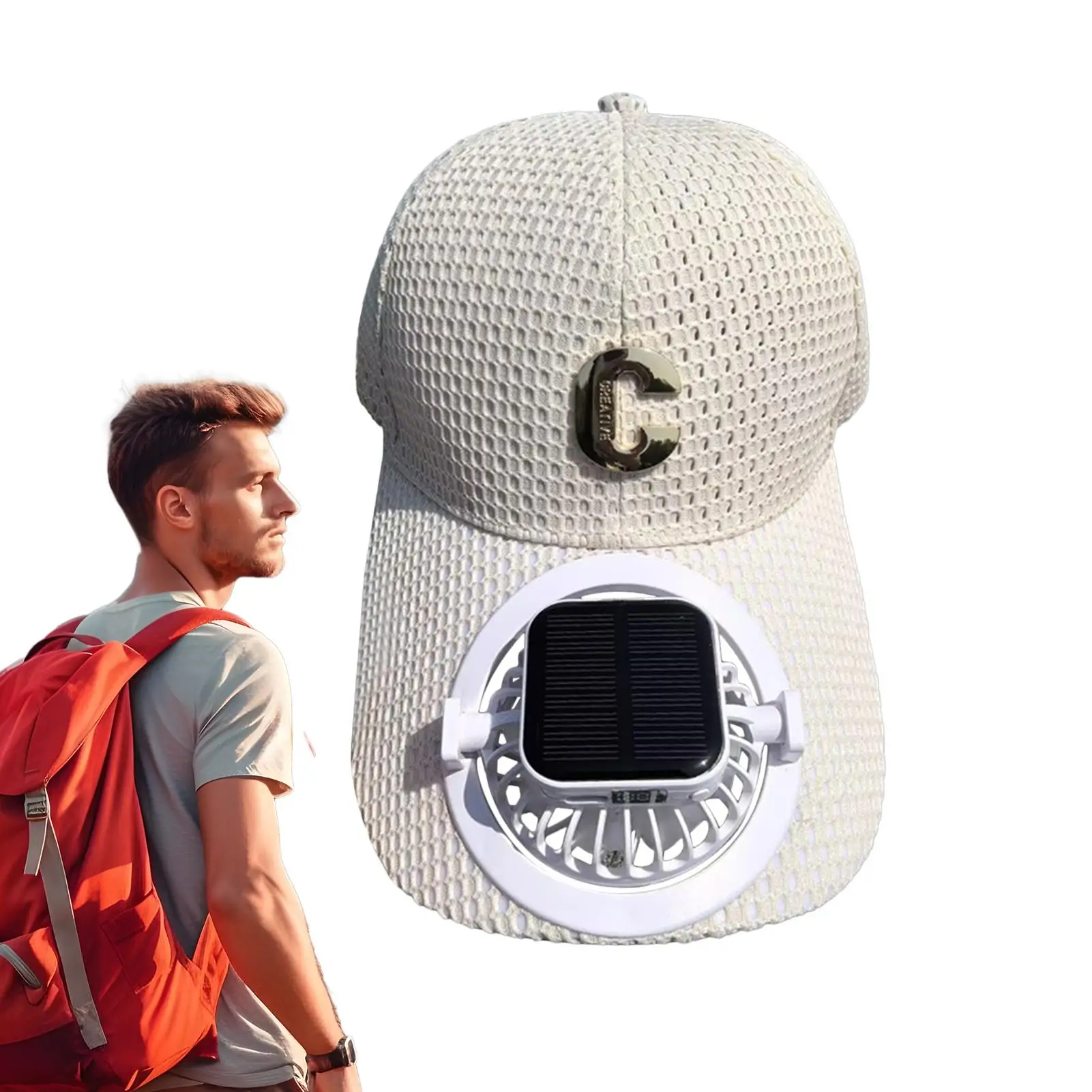 

Solar Power Fan Hat USB Charging Breathable Mesh Hat With Fan 3 Speed Sun Shade Duck Unisex Headwear For Outdoor Travel Camping