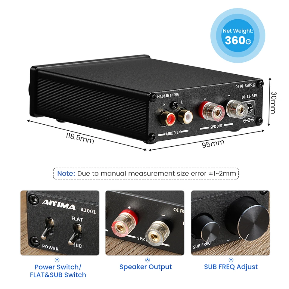 AIYIMA A1001 100W Subwoofer-Verstärker TPA3116 Leistungsverstärker Lautsprecher-Soundverstärker Digital Class D Mono Home Audio AMP – Detail 4