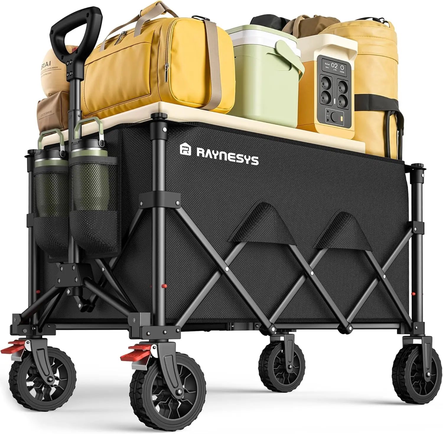 

Heavy Duty Foldable Wagon, 330LBS Capacity, All-Terrain Wheels, Portable Utility Cart for Grocery Sports Camping