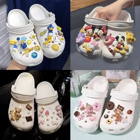 미니소 디즈니 만화 인형 도널드 덕 미키 미니 송진, 3D 신발 액세서리, DIY 나막신 샌들 장식 버클, 새로운 매력