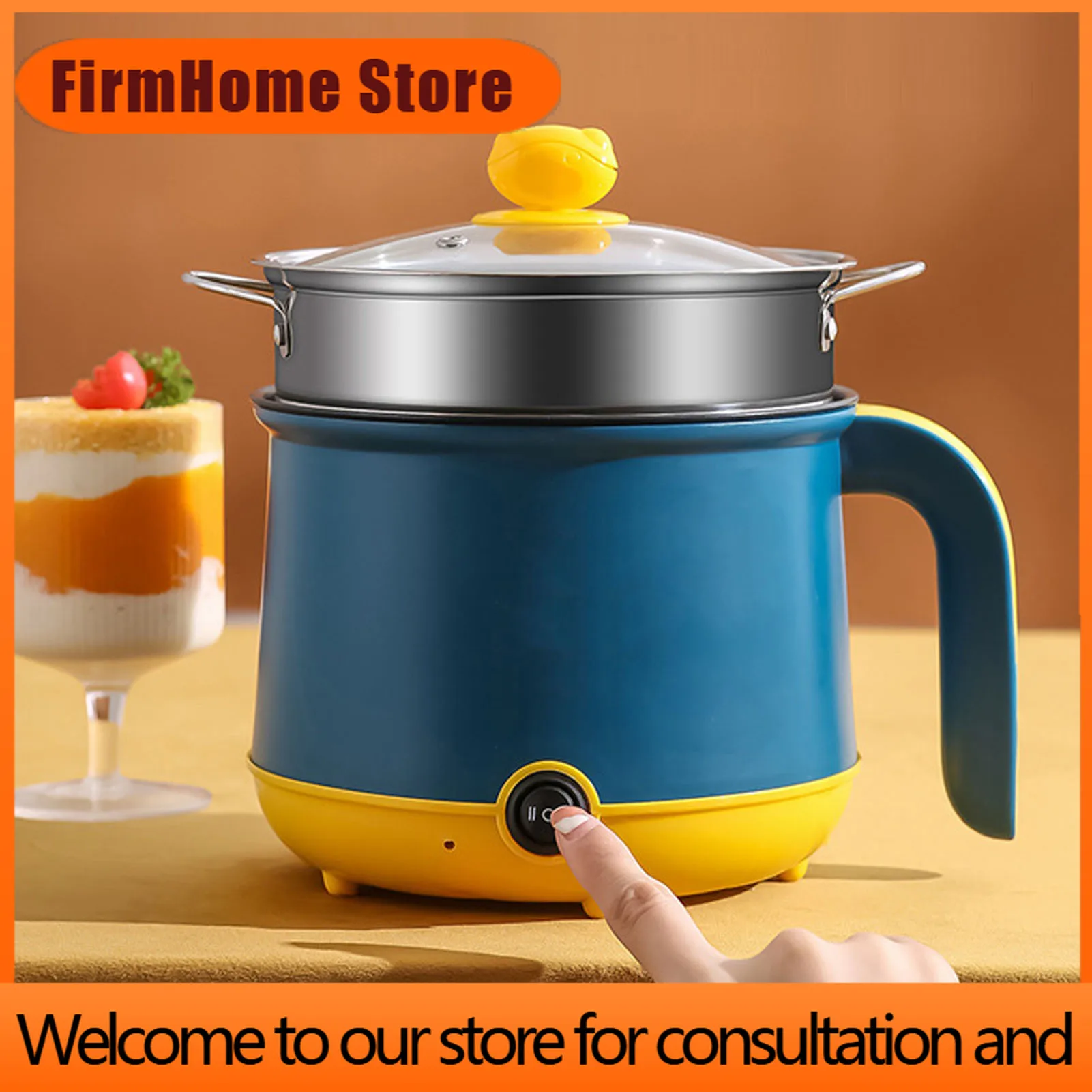 FirmHome StoreElectric Mini Hot Pot 1.8L 600W Non Stick 2 Levels Adjustable Stainless Steel Electric Pot Electric Cooker Rapid N