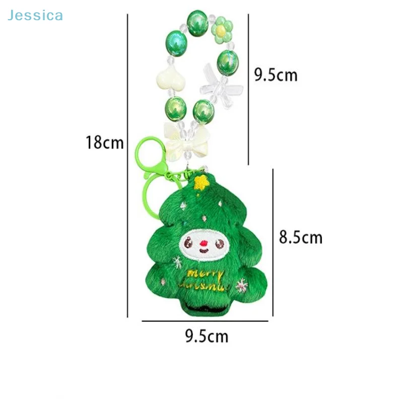 ♥Christmas Plush Beaded Keychain Santa Claus Christmas Tree Pendant Backpack Hanging Decor