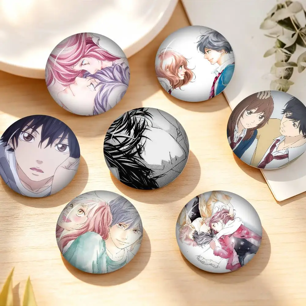 Anime Blue Spring Ride Anime Button Pin Minimalist Y2K Psychedelic Retro Brooch Bag Lapel Badge Jewelry Gifts