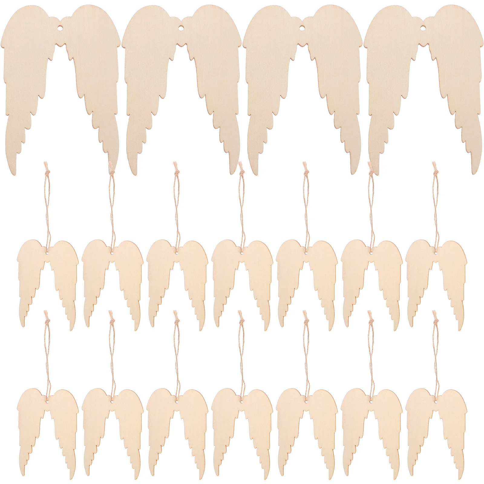 

20Pcs Angel Wings Wooden Cutouts Unfinished DIY Craft Tags Hanging Ornaments Birthday Wedding Christmas Party Craft Wood Slices