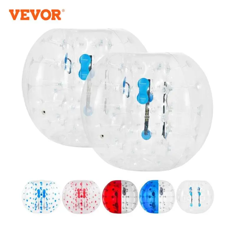 VEVOR Pallone Gonfiabile da 2 Pezzi Diametro 1,2 m Peso 18kg, Pallone Doppio Trasparente Gonfiabile Materiale in PVC Ecologico per Eventi Giochi Feste in Cortile Parco Spiaggia Scuola Giardino Prato