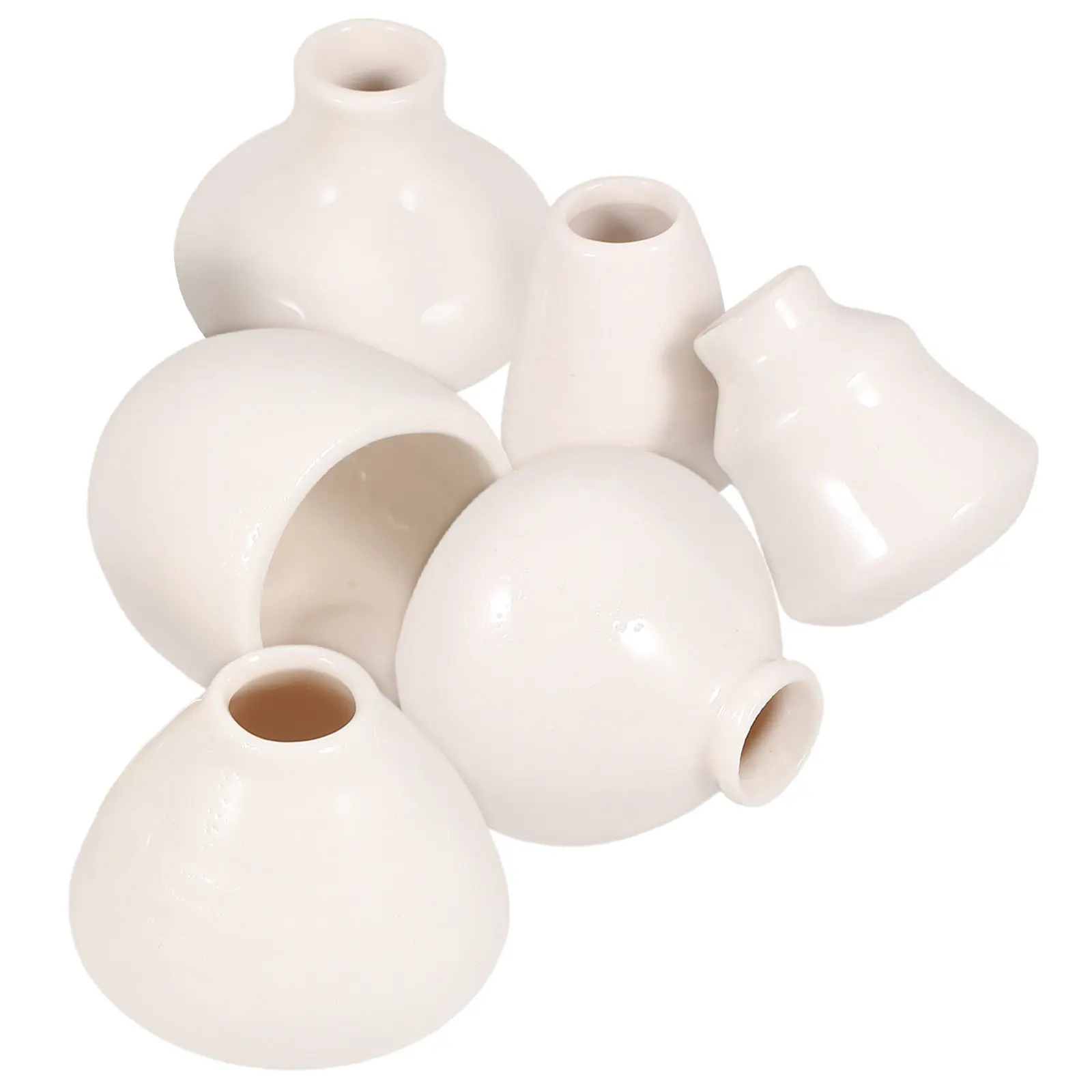 

6Pcs Ceramic Refrigerator Magnet Mini Vase White Porcelain Small Flower Pot Desktop Plant Decoration for Home Office Gift