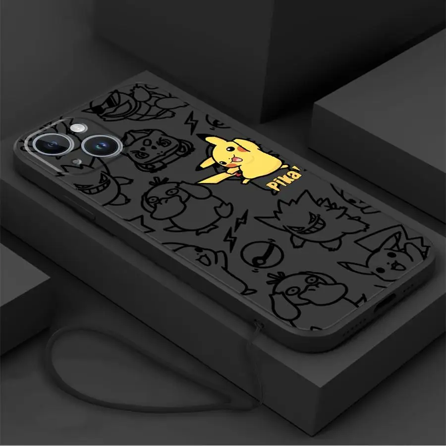 حافظة لهاتف آيفون 11 16e 13 16 16Pro Max 14 Pro 12 15Plus 15 غطاء ناعم بوكيمون بيكاتشو