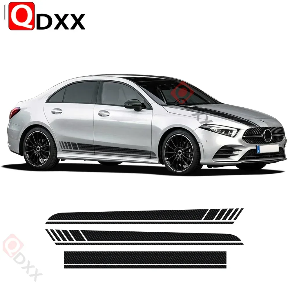 

For Mercedes Benz A Class V177 4-Door Sedan SWB 2018-Present Car Styling Hood Decal AMG Racing Stripes Side Skirt Vinyl Sticker
