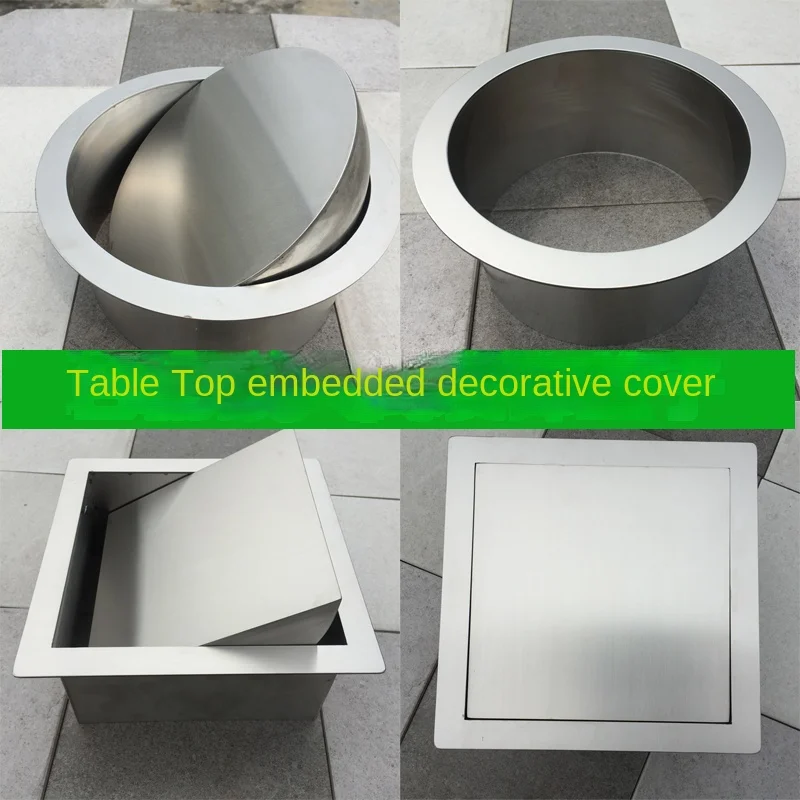 Table Embedded Trash Lid Engineering Decoration 304 Stainless Steel round Hidden Custom Lid Flip