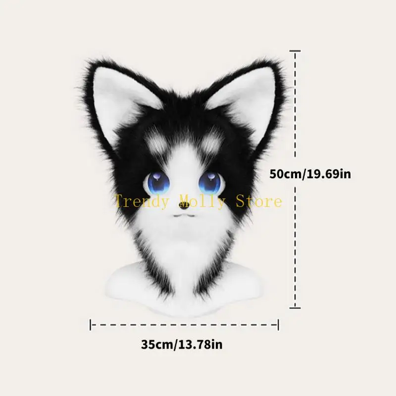 N5KB Sang Trọng Mèo Mũ Trùm Đầu Động Vật Mèo Mặt nạ đầu Fursuit Halloween Hóa Trang Trang Phục Hóa Trang Phụ Kiện dành cho Trẻ