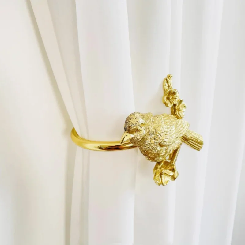 Golden Bird Curtain Hook Phoenix Curtain Buckles Holdbacks Full Copper Wall Mounted Decor Curtain Hangers For Window Dressing
