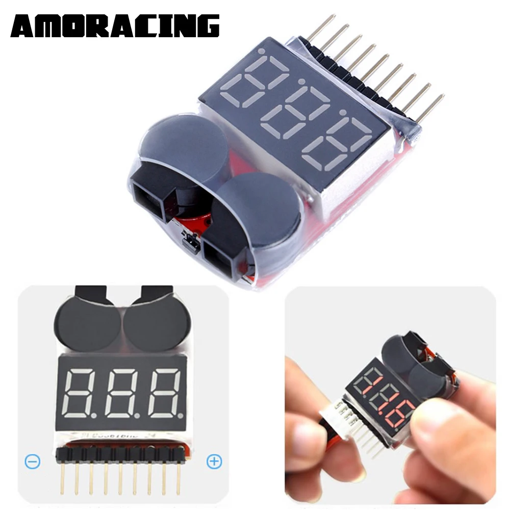 RC Voltage Display Battery Low Alarm Buzzer BB 1S-8S Meter Tester Lipo Battery Monitor For RC Car Drone Helicopter