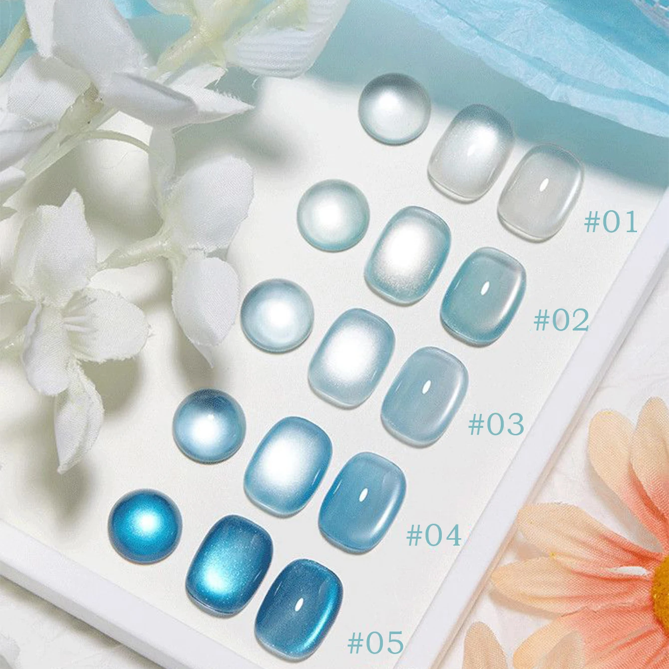 Iceland Cool and Aloof Style 2026 New Blue Glass Bead Cat Eye Gel Nail Polish Ice Clear White Blue Green Mint Cat Eye Gel Polish
