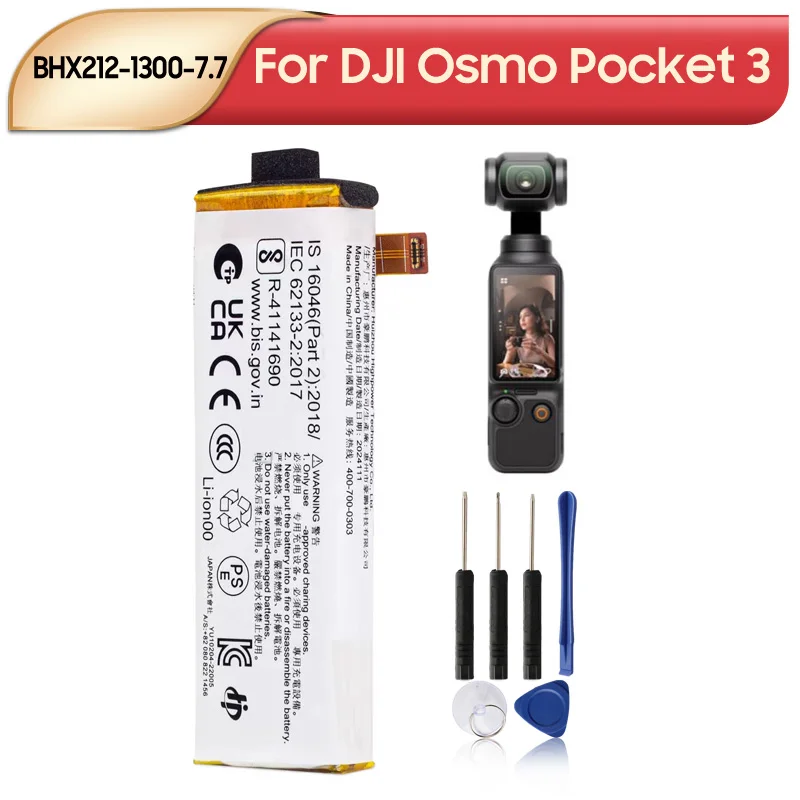 New Replacement Battery BHX212-1300-7.7 For DJI Osmo Pocket 3 Action Camera 1300mAh with Tools