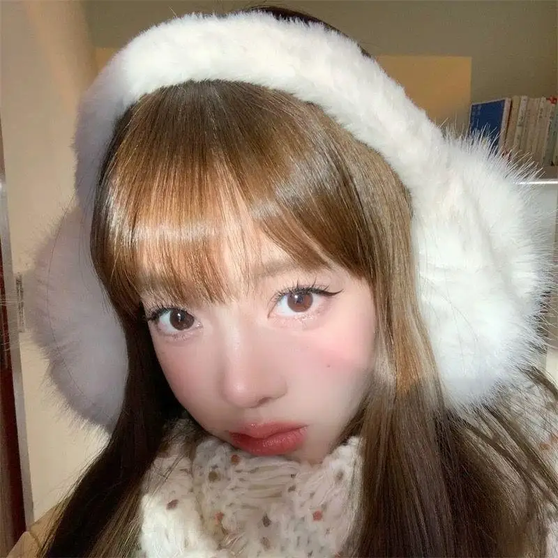 Y2k белые зимние плюшевые наушники